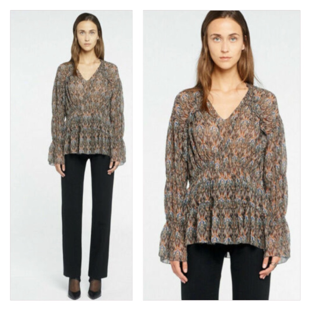 IRO Janie Bell Sleeve Ruffle Printed Blouse - Picture 2 of 8